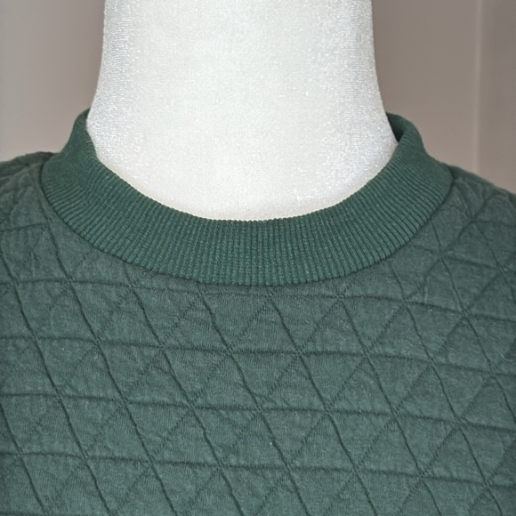 Bohme Women’s Quilted Puff Sleeve Sweatshirt Top Blouse size XS Forest Green - Picture 3 of 9